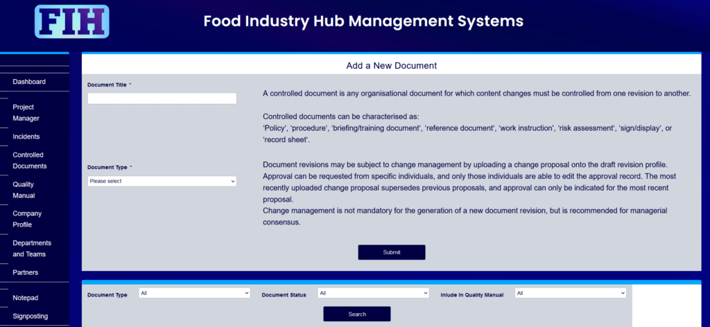 Controlled Documents - Food Industry Hub