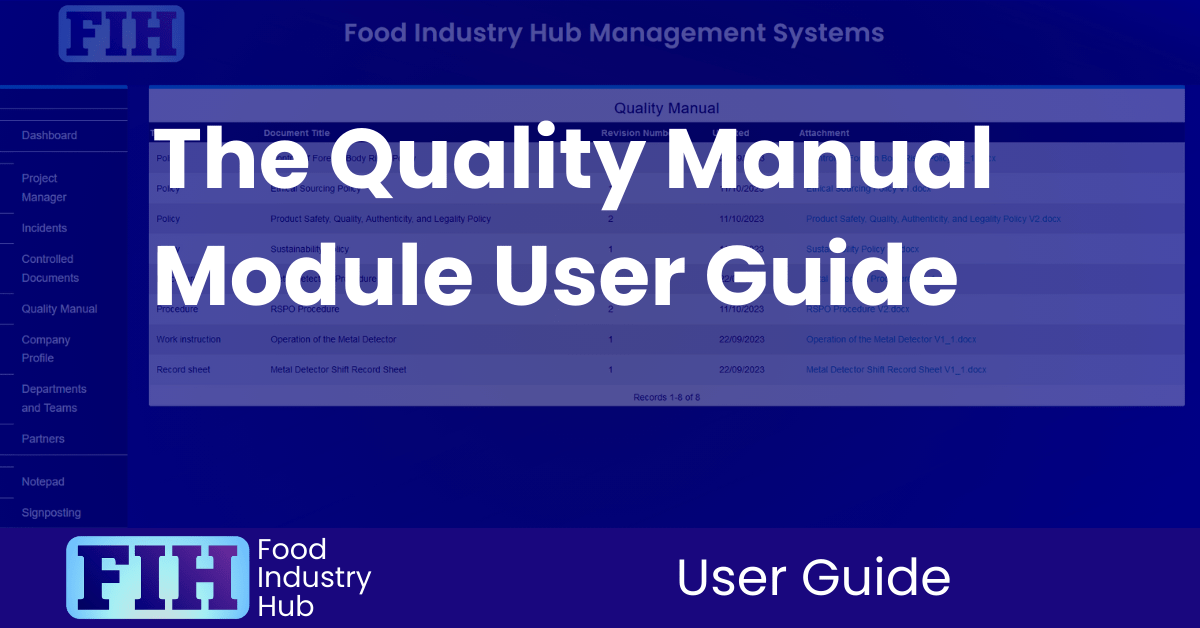 The quality manual module user guide